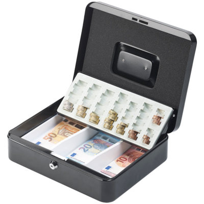 Xcase Stahl-Geldkassette, Münzzählbrett, Scheineinsatz, Schloss, 2 Schlüssel
