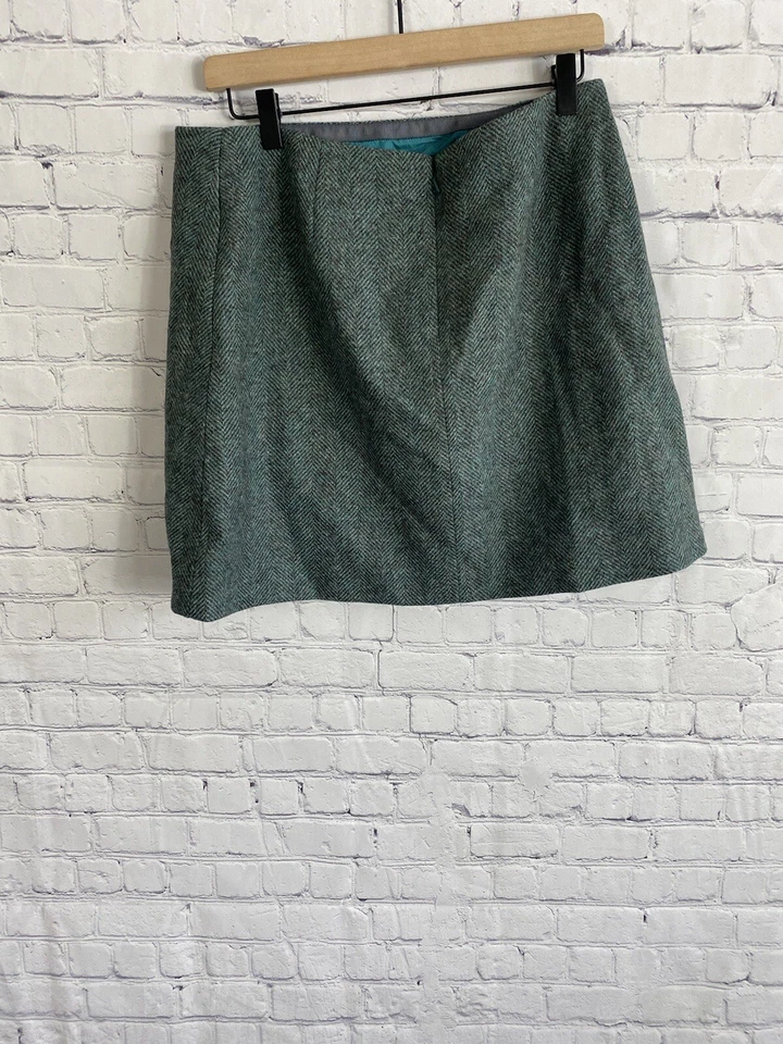 Boden British Tweed by Moon Blue Green Wool Striped Skirt Women’s Sz US 10P - Image 2 of 3