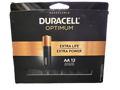 Duracell Optimum AA 12/Count Alkaline Batteries Slide Out Resealable Tray -1 PK.