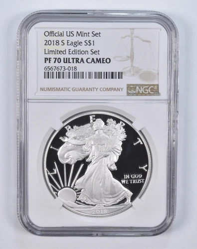 2018-S PF70 UCAM American Silver Eagle Limited Edition Set NGC Brown Label