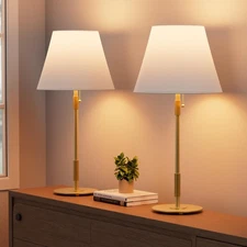 HISEEGO Table Lamps Set of 2 - Modern Bedside Lamps for Living Room Bedroom N...