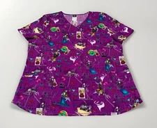 NEW The Nightmare Before Christmas Women's Halloween V-Neck Scrub Top (2XL)