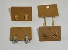 Vintage Costume Jewelry Earring Lot – 4 Pairs – Gold Tone & Silver Tone – Floral