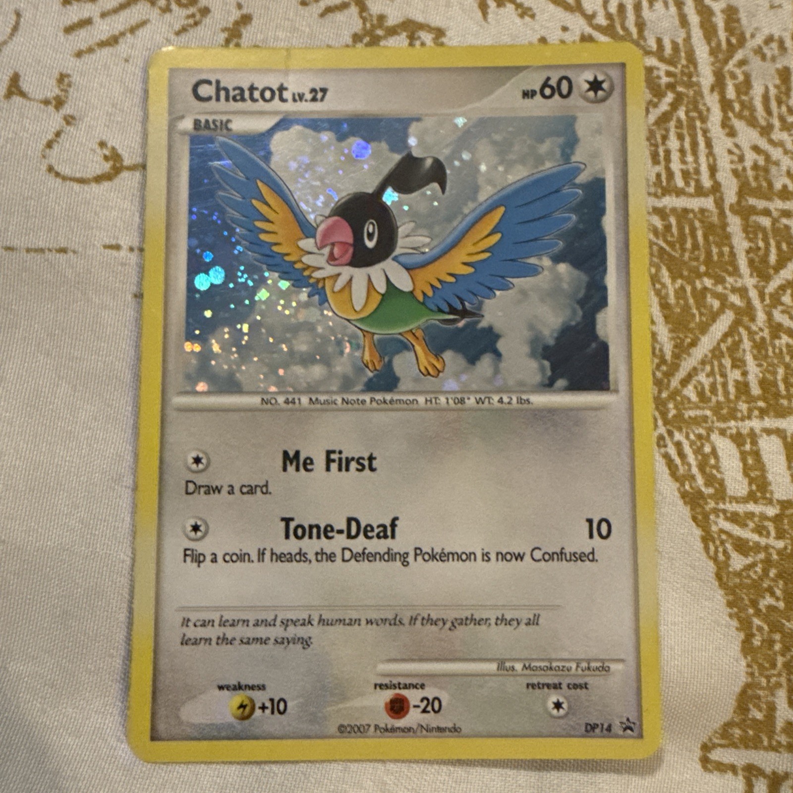 Chatot Promo Cosmos Holo Diamond & Pearl Pokémon TCG DP14 Black Star .Swirl?