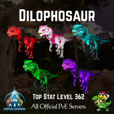 ARK-Survival-Ascended-PvE-Official-Dilophosaur-Top-Stats-Colors-Packs-BusyBee