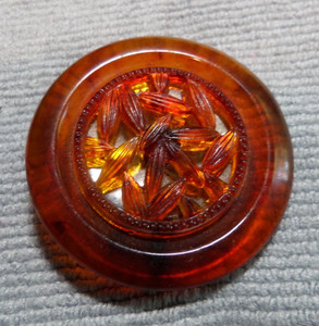 Large Vintage Bakelite Carved Molded Button Tested 1-11/16" Inch Root Beer