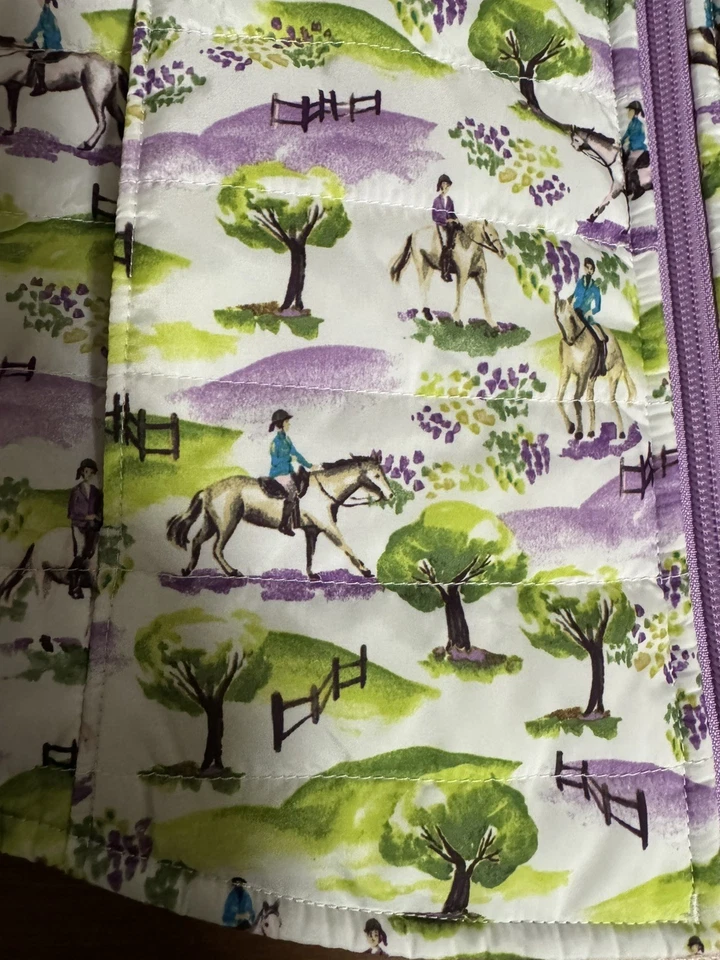 Ariat Girls 8 Lavender Green Horse Reversible Vest EUC - Image 3 of 4