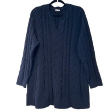 J.Jill Chenille XL Tall Cable Knit Sweater Navy Blue Cabin Casual Neutral