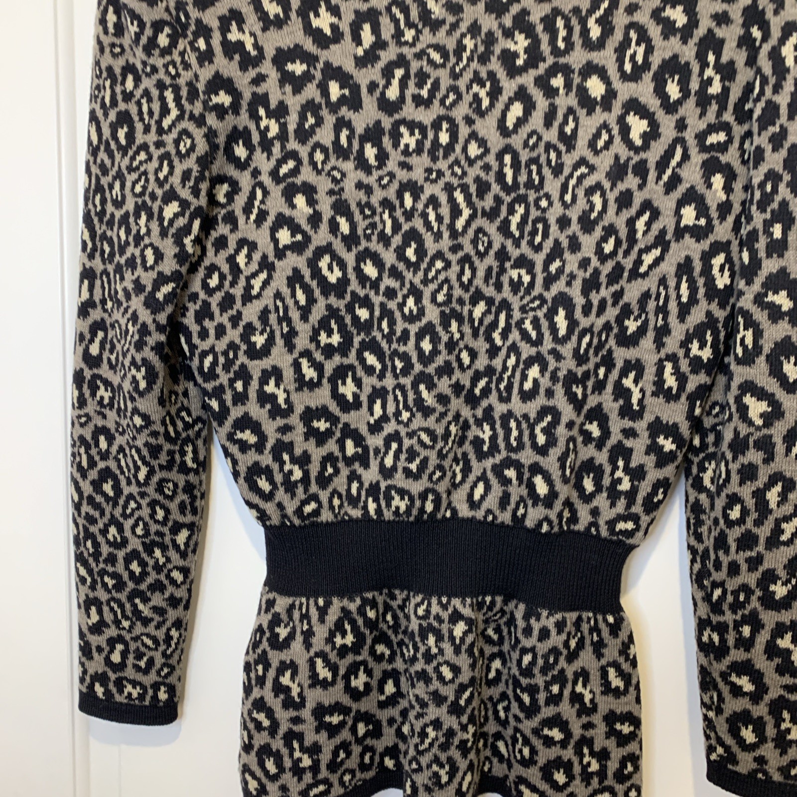 Vtg Valentino V Studio In Italy 100% Wool Knit Leopard Print 80s Women 8 Rare thumbnail 10