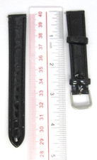 Women Genuine Leather Black Watch Wrist Band Strap 16mm