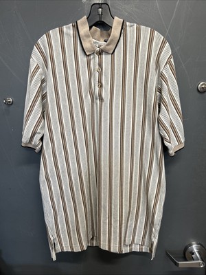 Vintage Brittania Levis Straus Shirt Mens L Brown Striped 100% Cotton