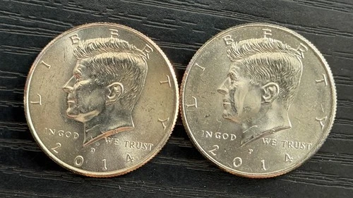 2014 P-D Kennedy Half Dollar 50c CLAD AU Coins (2) - ME5260