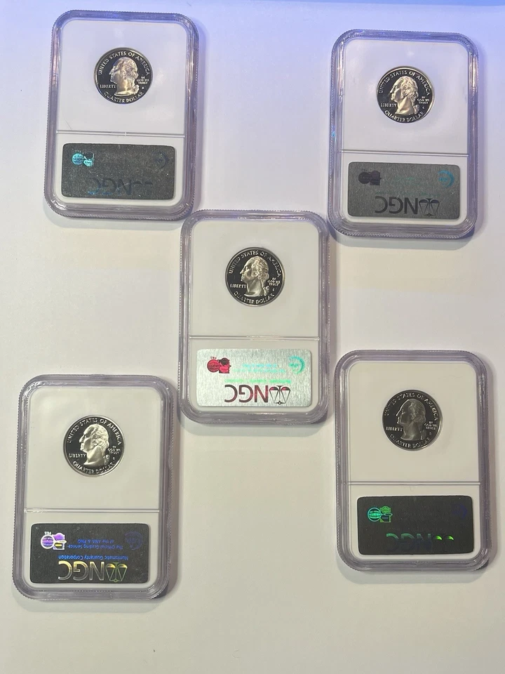 5 Coin Set 2004-S State Quarter 25C Silver PF 69 Ultra Cameo NGC MI FL TX IA WI - Image 2 of 2