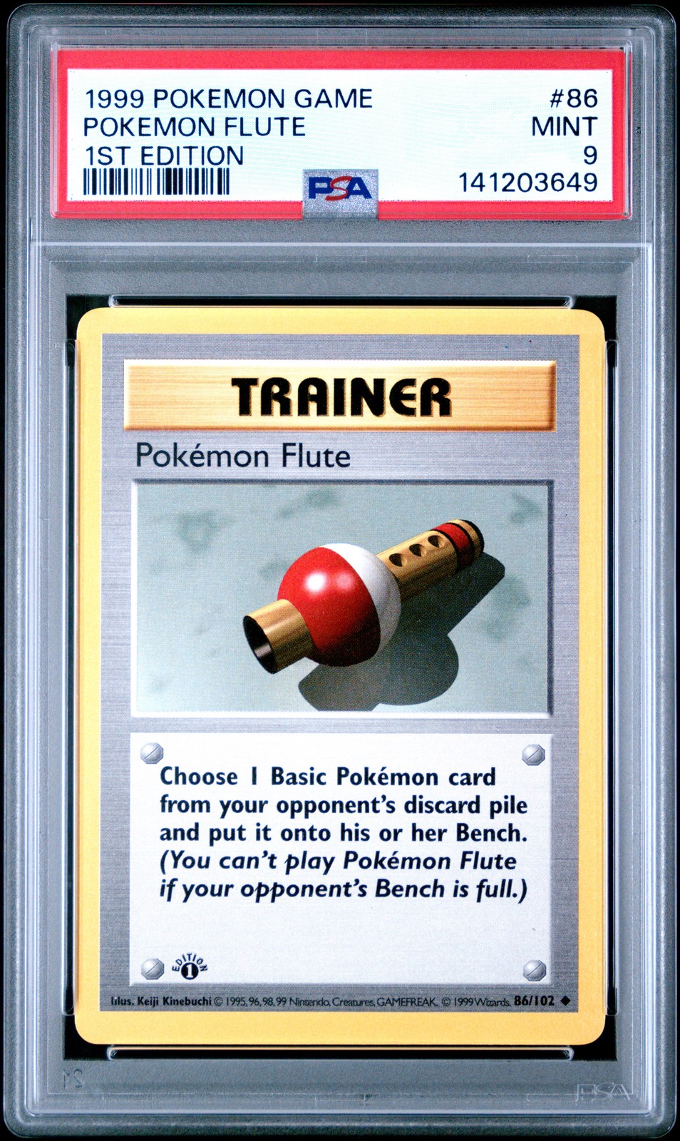 1999 POKEMON BASE SET 1ST EDITION #86 POKEMON FLUTE PSA 9