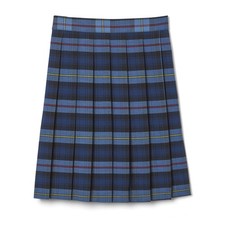 French Toast Girls' Adjustable Waist Mid Length Plaid Pleated Skirt, Blue R...