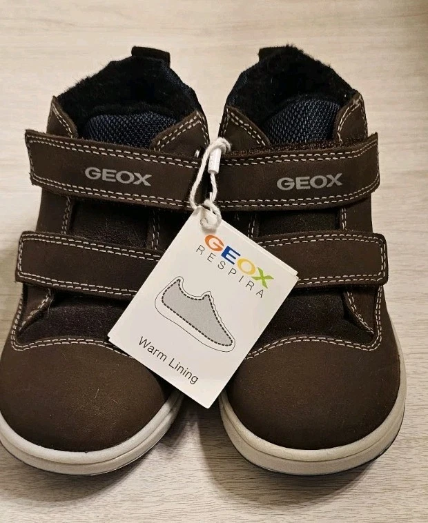 New  Geox respira Boys Boot sneaker Brown Blue Waterproof Warm  Sz 10 EU 27 - Image 2 of 4