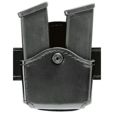 Bianchi 572 Open Top Double Magazine Pouch For Glock 17/22 - STX Plain Black, Paddle Mount - View #5