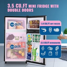 3.5 Cubic Feet Small Refrigerator with Freezer on Top Double Door Mini Fridge...
