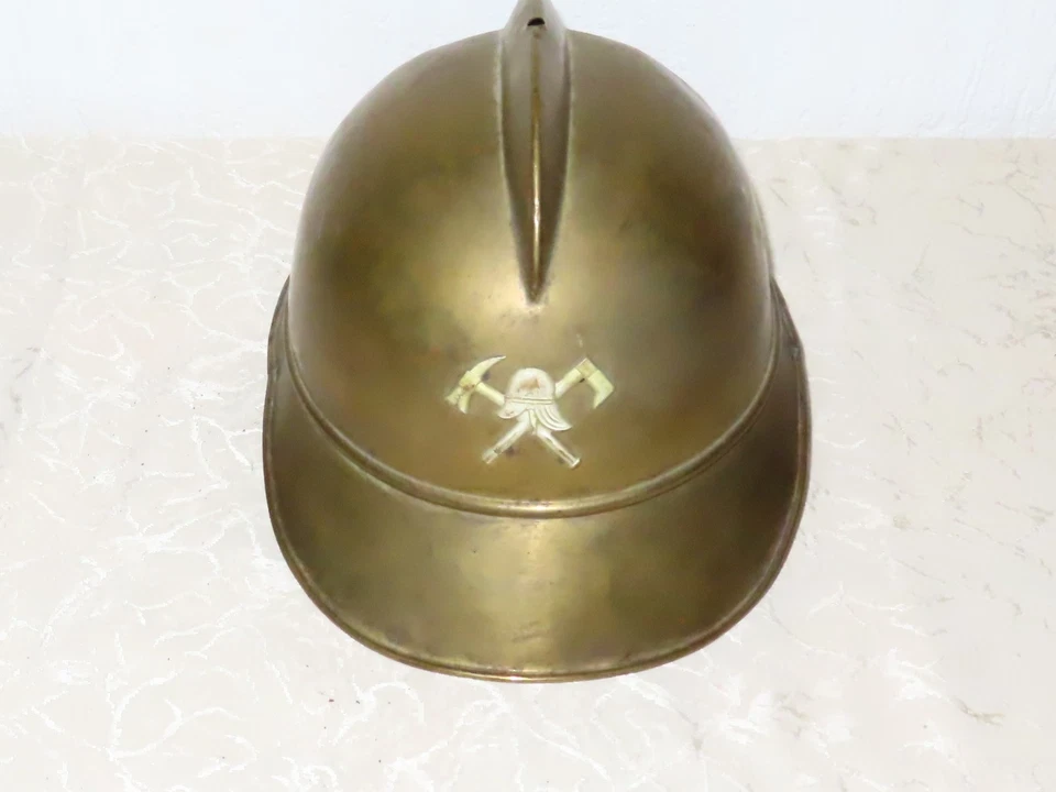 Antiker Helm Feuerwehr Messinghelm mit Emblem wohl um 1900 ! N83 - Bild 1 von 4