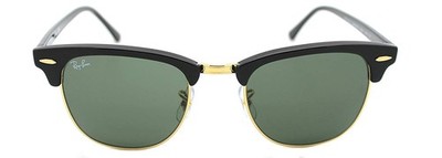 RAY-BAN Clubmaster Sunglasses RB3016 W0365 Black and Gold /Green G