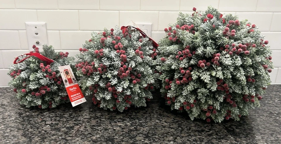 Martha Stewart MEDIUM Topiary Hanging Kissing Plant Ball Winter Fern Berry NEW - Image 4 of 4