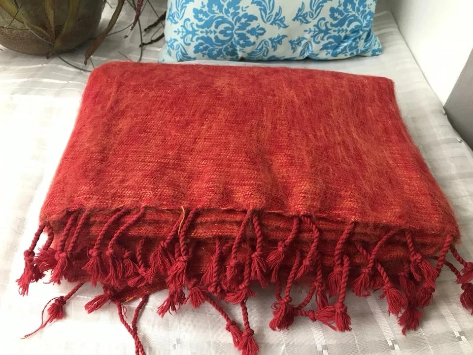 Sofá chal grande de meditación tejido a mano bufanda de lana de yak del Himalaya Foto 3 de 4