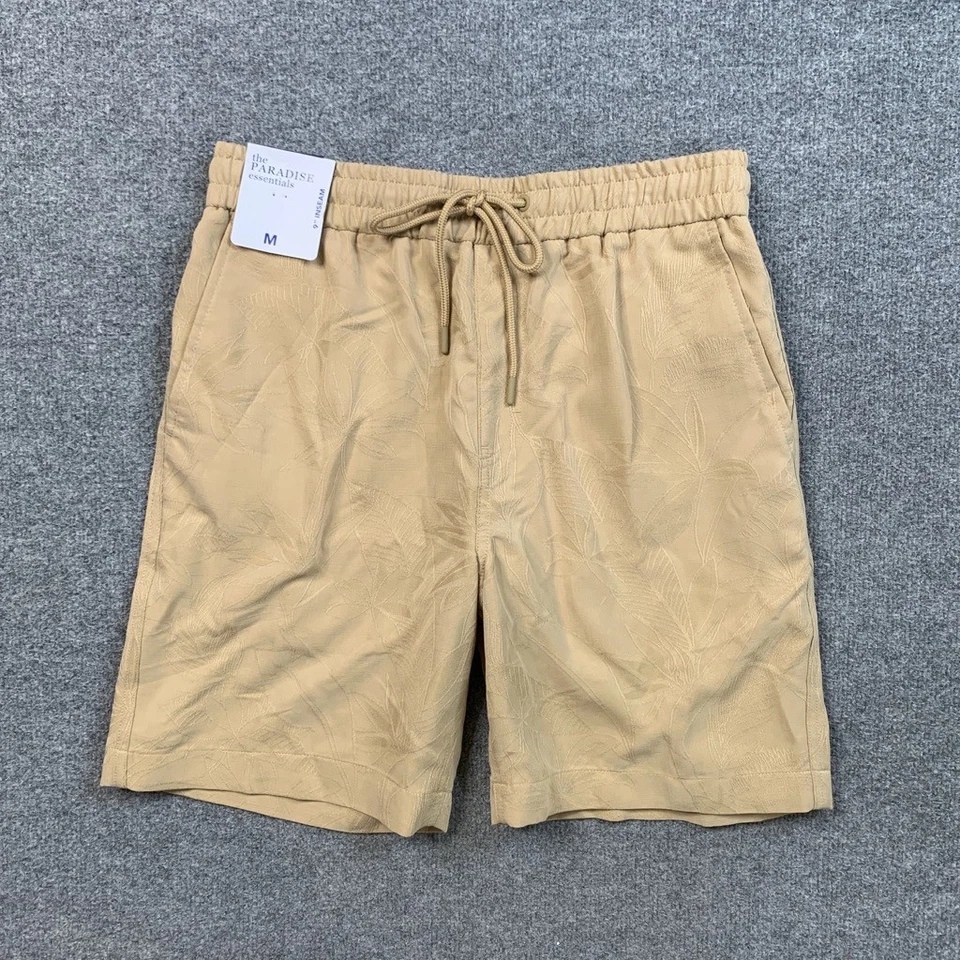 加勒比短裤男式 M 中号棕褐色莫代尔混纺花卉提花圆树和约克 — 第 2/4 张图片