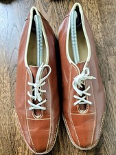 Vintage Mens Bowling Shoes Brown Leather Lace Up