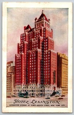 Vintage Hotel Lexington NYC Linen Postcard Lexington Ave & 48th St