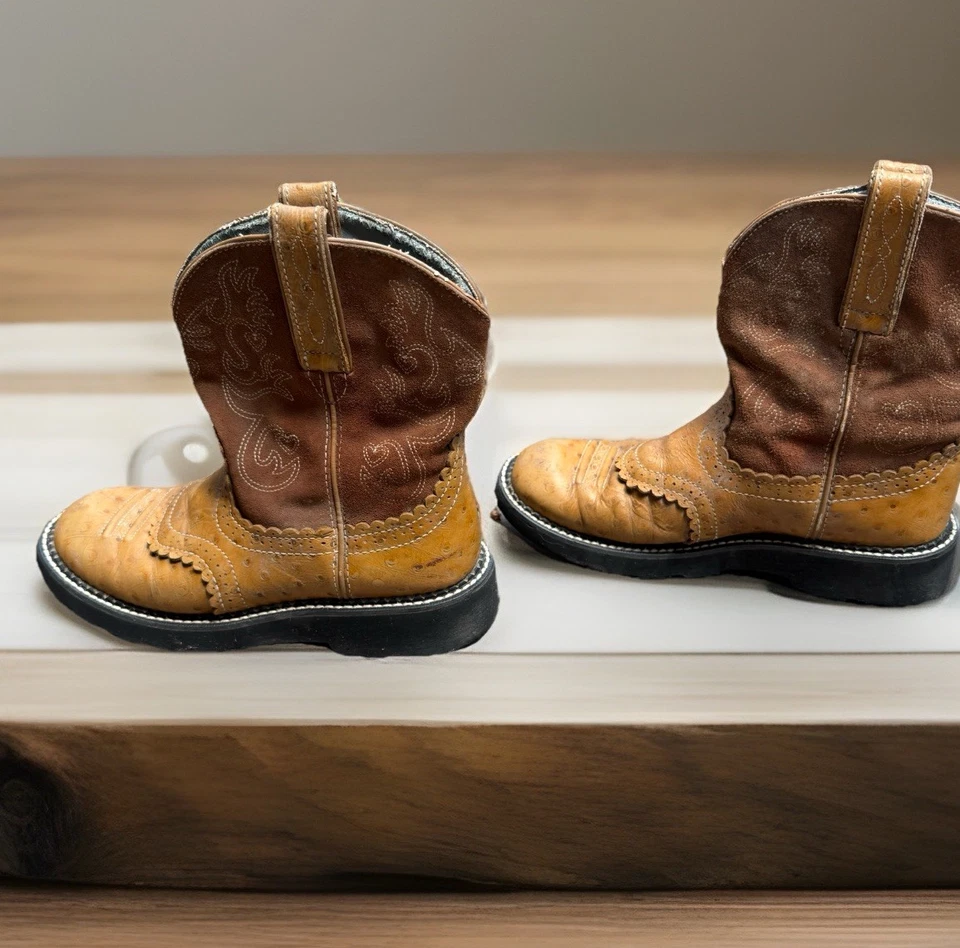 ARIAT FATBABY Ostrich & Suede Round Toe fit like 7.0-7.5 - Image 3 of 4