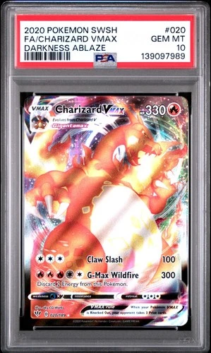 2020 POKEMON SWORD & SHIELD DARKNESS ABLAZE #020 FULL ART/CHARIZARD VMAX PSA 10