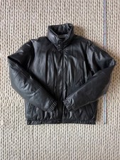Eddie Bauer Vintage Black Leather Down Jacket M Men's 80s Condition Good
