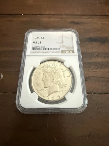 1925 Peace Dollar $1 Silver Coin NGC MS 63