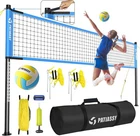 Professional Volleyball Net Set Adjustable Height Portable with Poles Ball Pump