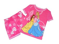 Disney Princess Cinderella, Belle and Aurora Pink Pajama Shorts Set