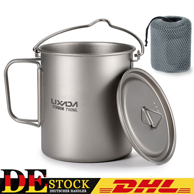 Lixada Titan Kochtopf Ultralight 750ml Camping Geschirr Deckel Küche Tragbarer