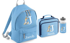 Personalised Kids Rabbit Backpack, Rucksack ,Lunch Box, Bottle-2 sizes, Baby Bag