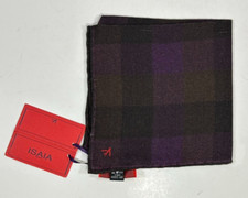 NEW ISAIA POCKET SQUARE / POCHETTE WOOL/SILK MAUVE/INDIGO MADE IN ITALY  85