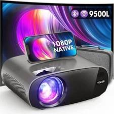 TENKER Upgrade 9500L Native 1080P Projector, Mini Portable WiFi Bluetooth Projec