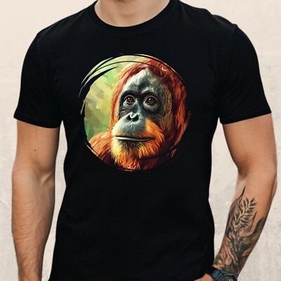 Herren T-Shirt Orang-Utan Motiv Baumwolle Größe XS bis 5XL