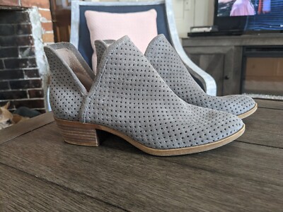Lucky Brand Perforated Laser Cut Suede Ankle Booties Size