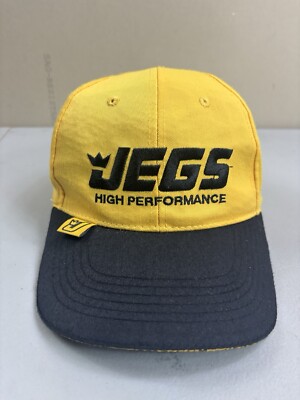 JEGS Hat High Performance Headwear Cap Adjustable Yellow and Black Strapback