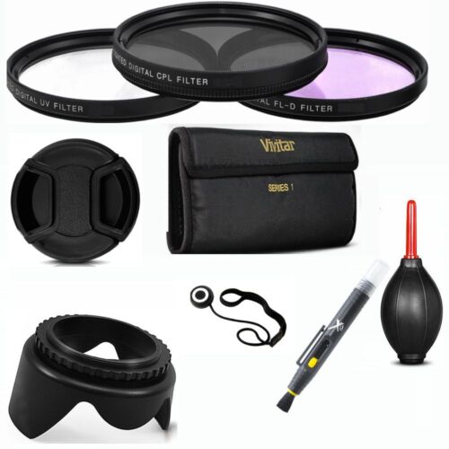 58MM HD FILTER KIT UV-CPL-FLD + LENS HOOD +LENS CAP FOR CANON REBEL EOS SL1 T5 - Picture 1 of 8