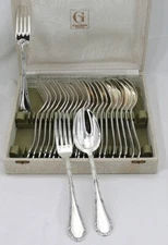 Ercuis Trianon 12 Tableware 24 Piece Silver Metal Ribbon Excellent Condition