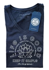 Life Is Good SS Shirt Crusher Vee KEEP IT SIMPLE LOTUS Flower Chest43in Womens L