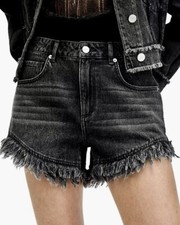 New ALLSAINTS Astrid Fray Shorts in Washed Black W036EA Women’s Size 28