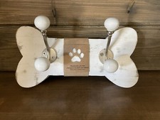 Handmade Dog Leash Collar Coat Hooks Holder Hanger SOLID Wood Dog Bone Farmhouse