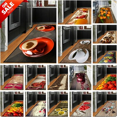 Antirutsch Küchenläufer Teppiche Neu 3D Waschbar Flur Teppich Tür Boden Obst Matte