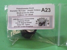 Pointe  Knob 20mm Grub Screw Fix onto 1/4" Shaft Black / silver 7g A23