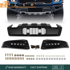 Front Bumper For 2015-2017 Ford F150 F-150 Raptor Style Wled Lights Black Steel